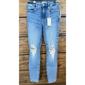 Good American Good Legs Jeans Womens 0/25 Blue Distressed Skinny Stretch Denim
